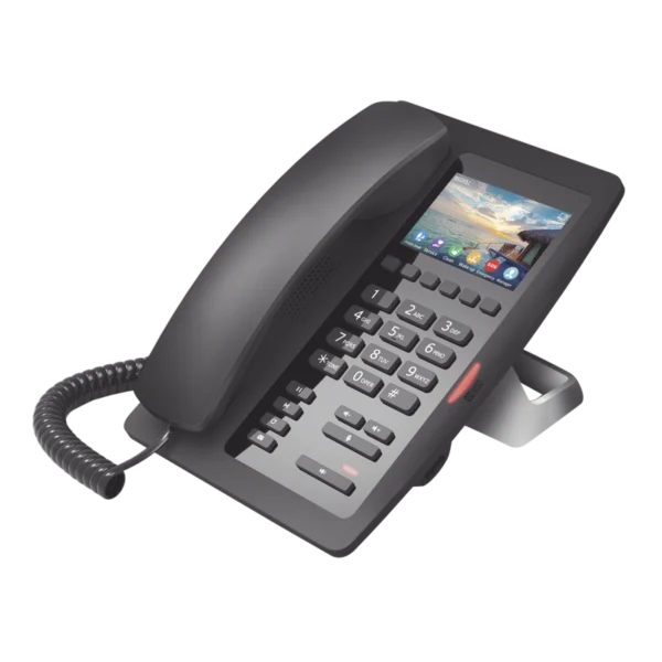 Teléfono IP WiFi Fanvil H5WB Negro para Hotelería – Gama Alta, Pantalla a Color, PoE y Audio HD